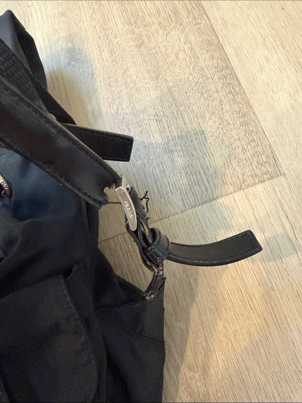 Prada Black Nylon Drawstring Backpack with Front Pockets - Picture 3 of 4